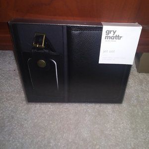 NEW Black Vegan Leather Passport Holder and Luggage Set- Bry Mattr by Joe Mimran